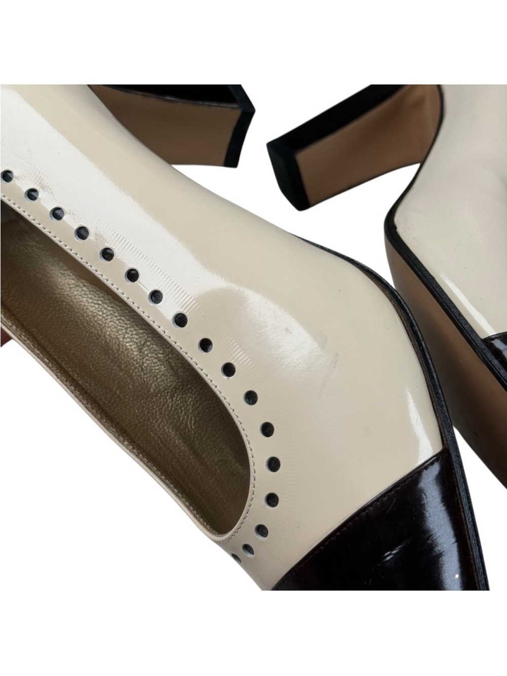 Vintage Yves Saint Laurent Leather Pumps Heels Italy Size 7.5 spectator heels - Picture 13 of 15